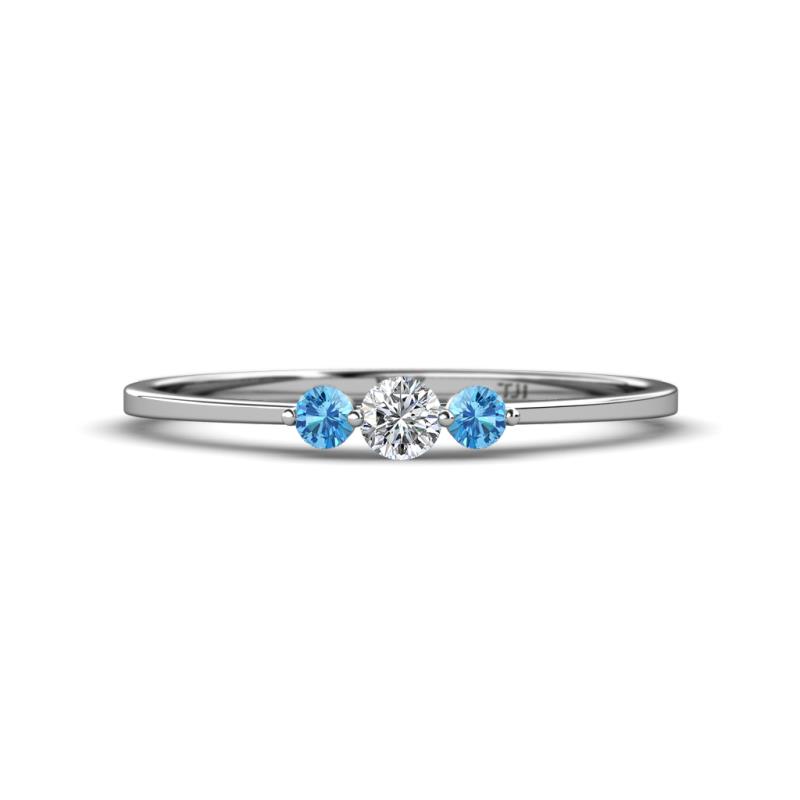 Shirley 3.50 mm Round Lab Grown Diamond and Blue Topaz Three Stone Engagement Ring 