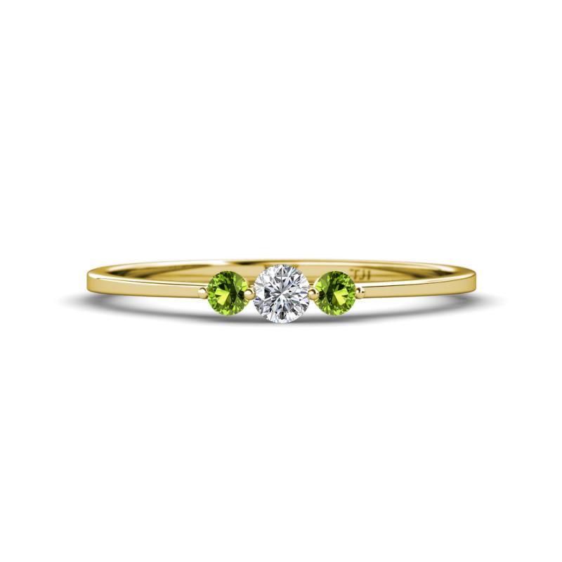 Shirley 3.50 mm Round Lab Grown Diamond and Peridot Three Stone Engagement Ring 