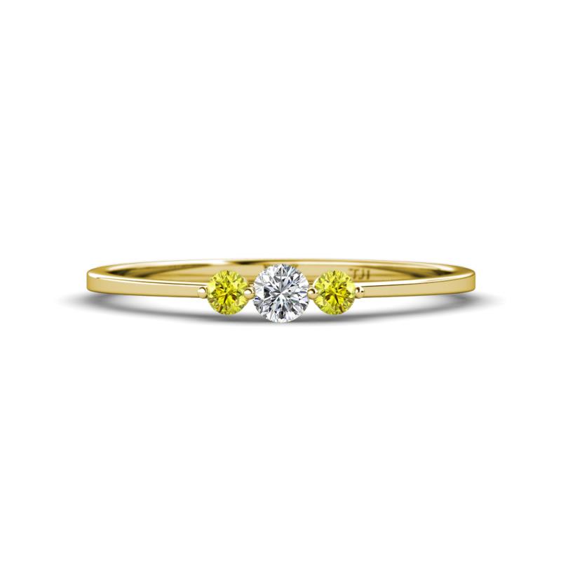 Shirley 3.50 mm Round Yellow and White Yellow Diamond Three Stone Engagement Ring 