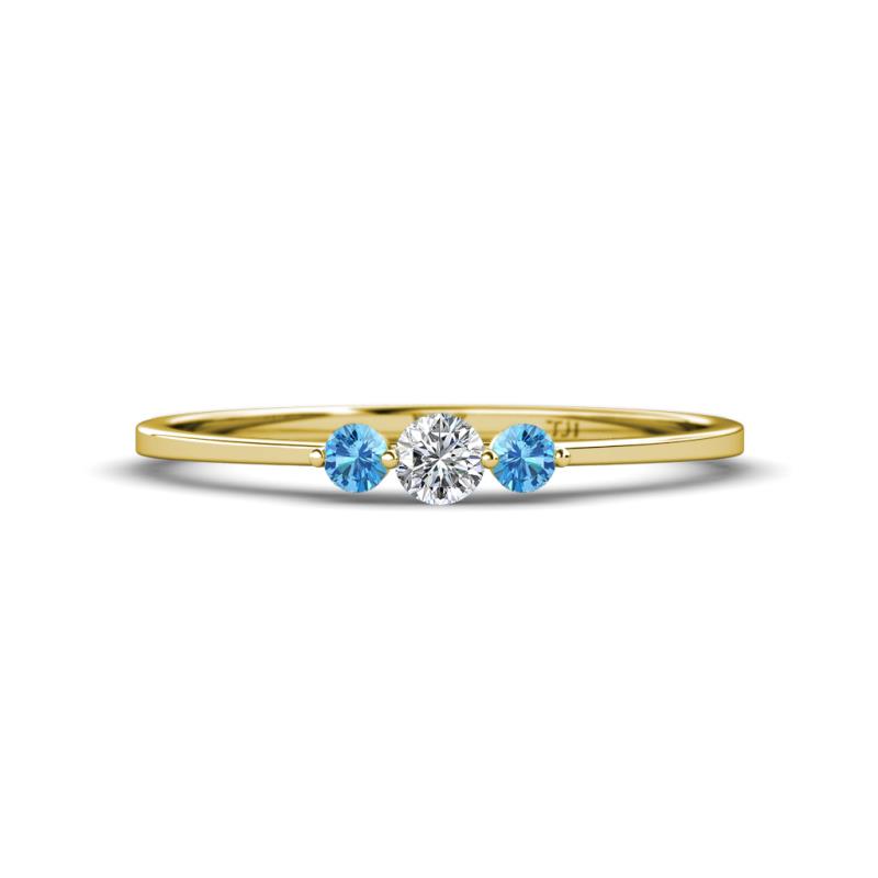 Shirley 3.50 mm Round Lab Grown Diamond and Blue Topaz Three Stone Engagement Ring 