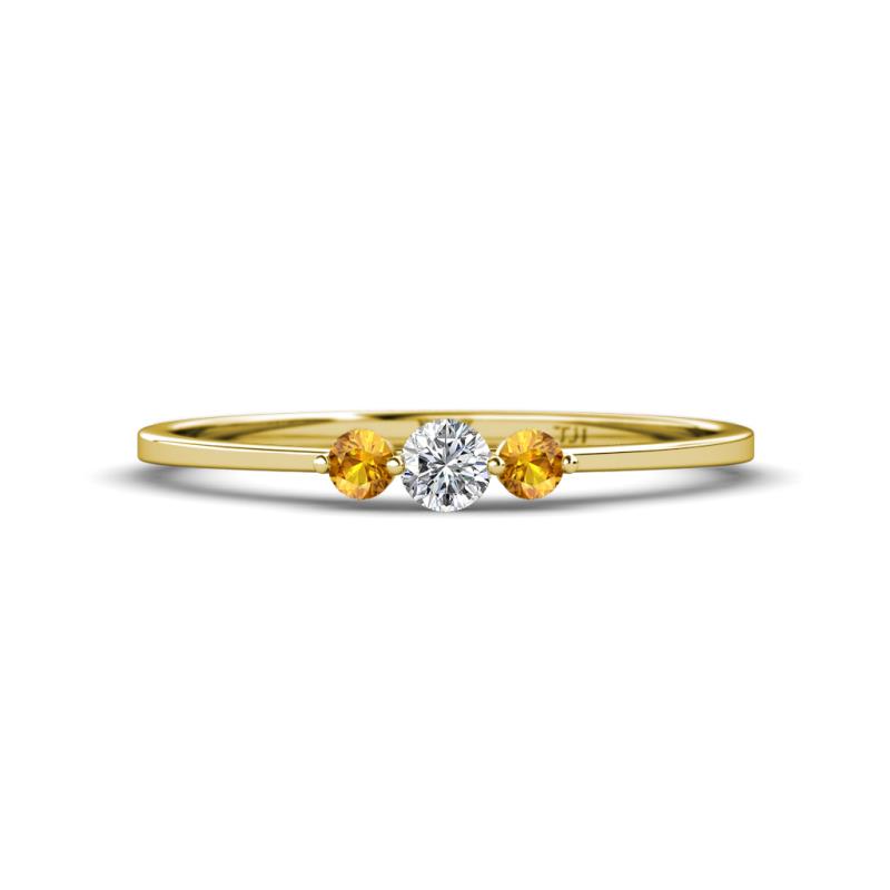 Shirley 3.50 mm Round Lab Grown Diamond and Citrine Three Stone Engagement Ring 