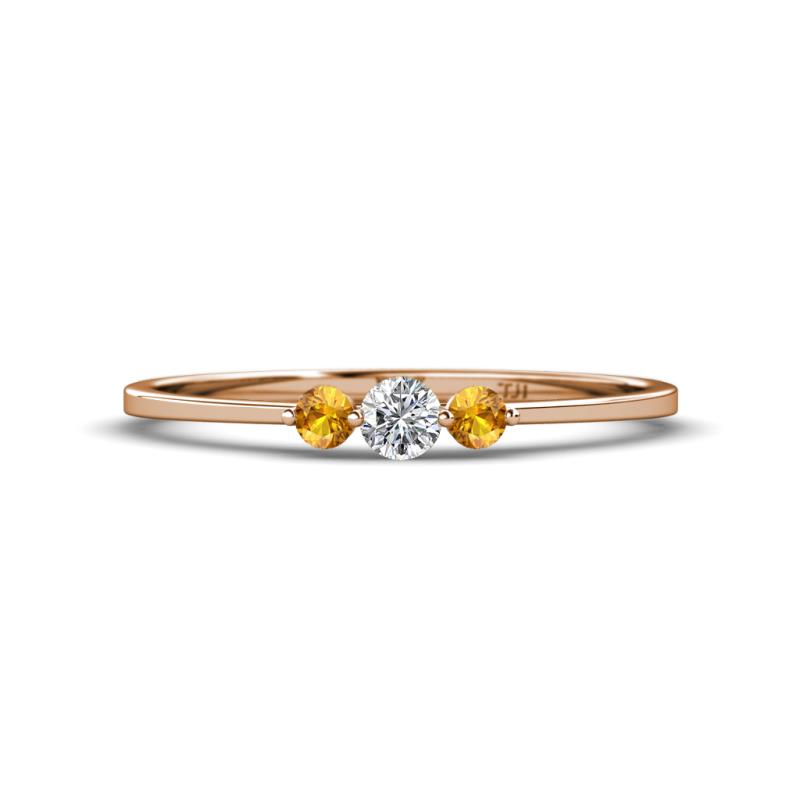 Shirley 3.50 mm Round Lab Grown Diamond and Citrine Three Stone Engagement Ring 