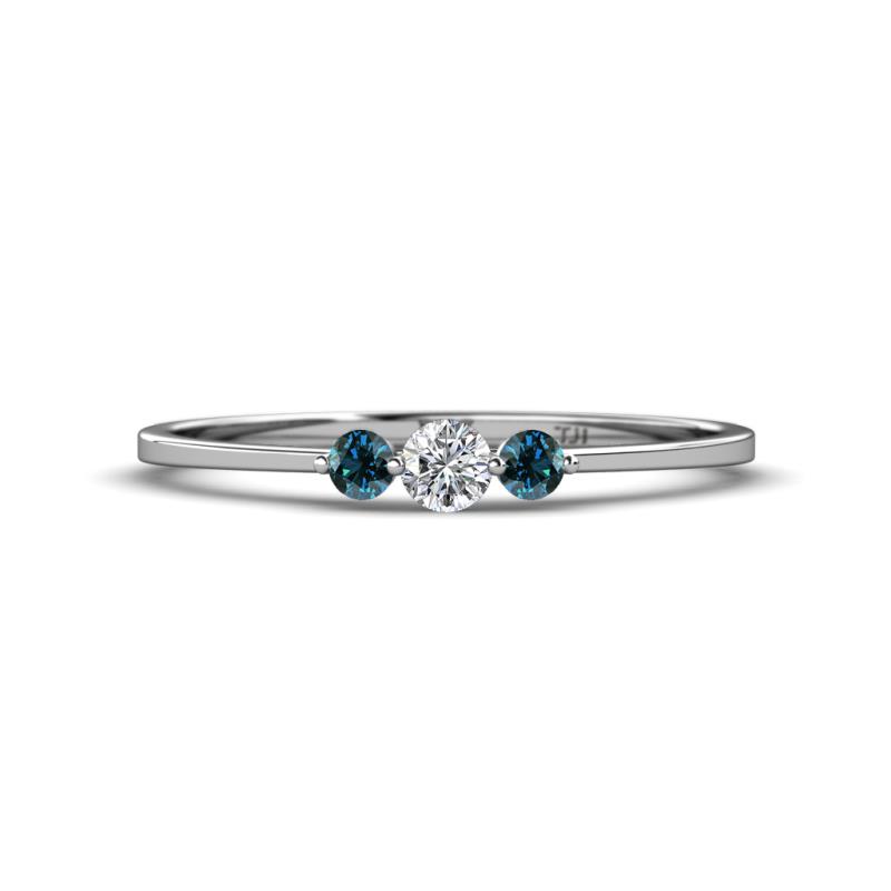 Shirley 3.50 mm Round Blue and White Blue Diamond Three Stone Engagement Ring 