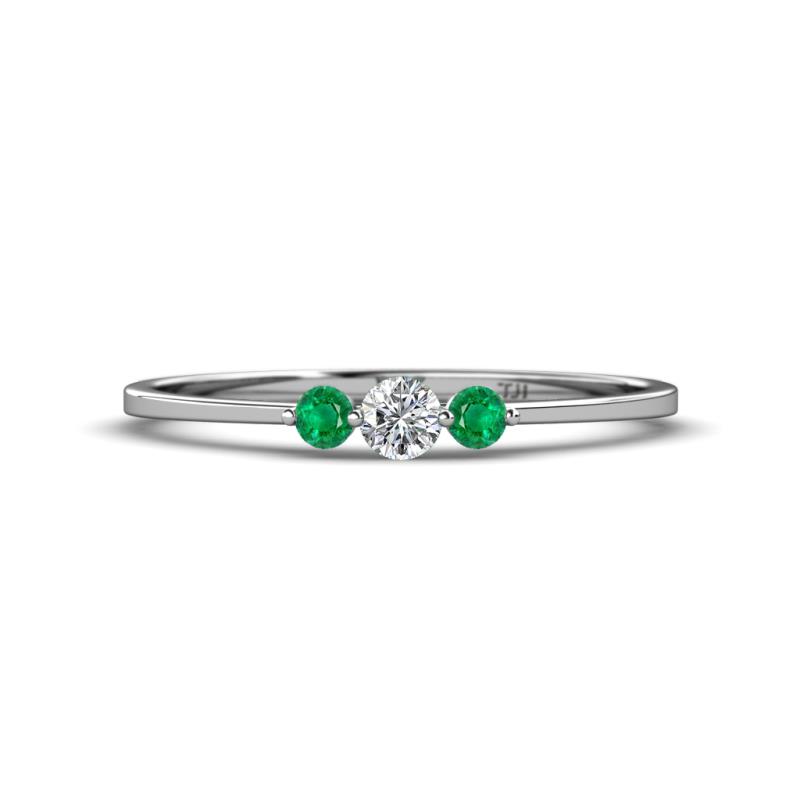 Shirley 3.50 mm Round Lab Grown Diamond and Emerald Three Stone Engagement Ring 