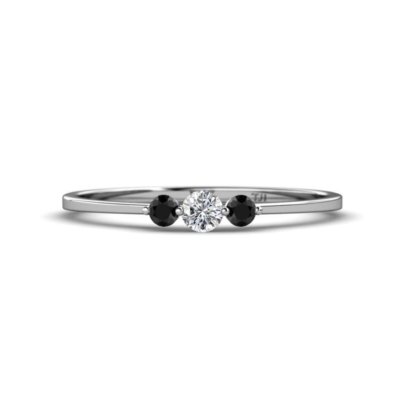 Shirley 3.50 mm Round Black and White Black Diamond Three Stone Engagement Ring 