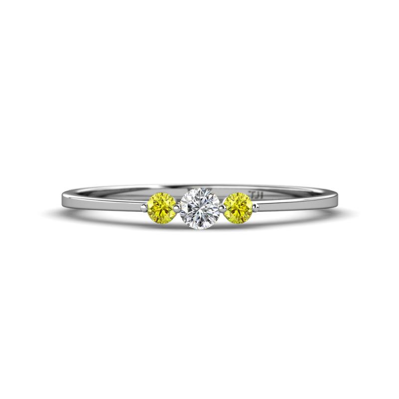 Shirley 3.50 mm Round Yellow and White Yellow Diamond Three Stone Engagement Ring 