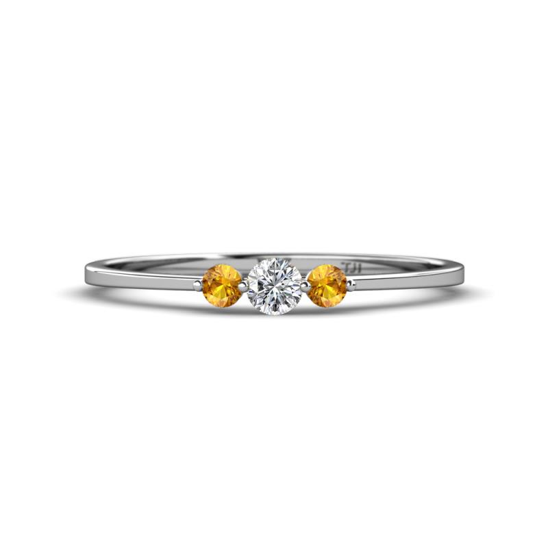 Shirley 3.50 mm Round Lab Grown Diamond and Citrine Three Stone Engagement Ring 