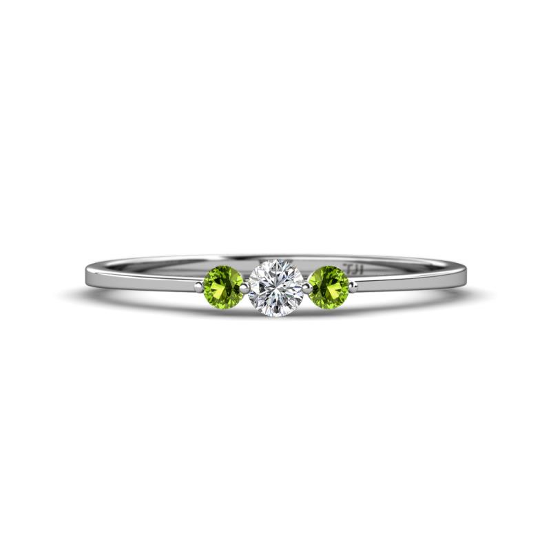 Shirley 3.50 mm Round Lab Grown Diamond and Peridot Three Stone Engagement Ring 