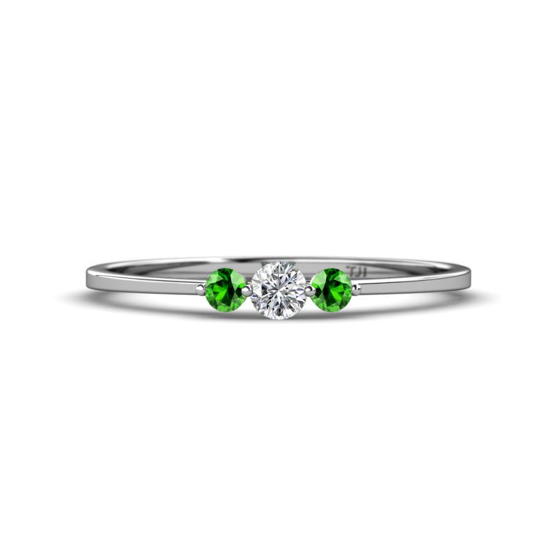 Shirley 3.50 mm Round Lab Grown Diamond and Green Garnet Three Stone Engagement Ring 