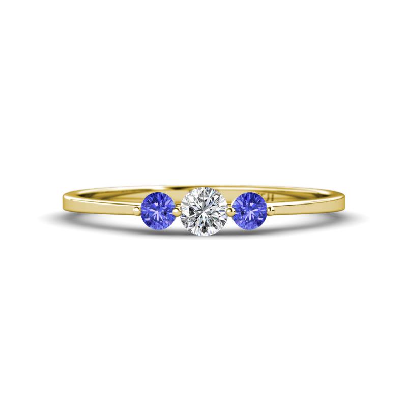 Shirley 4.00 mm Round Lab Grown Diamond and Tanzanite Three Stone Engagement Ring 