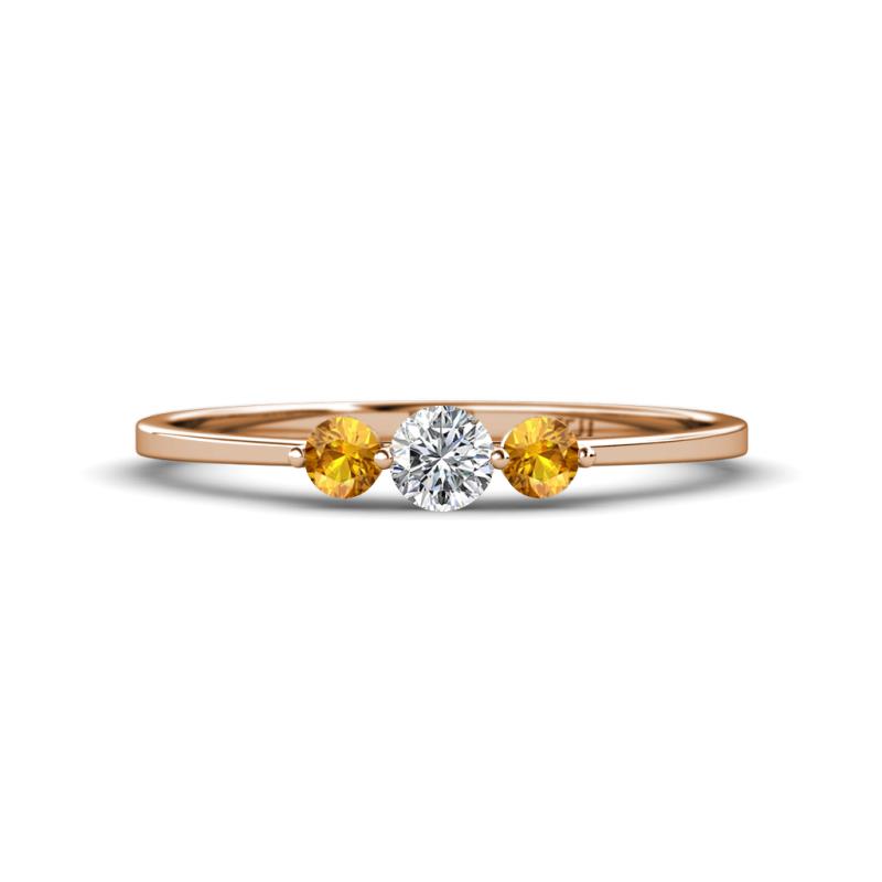 Shirley 4.00 mm Round Lab Grown Diamond and Citrine Three Stone Engagement Ring 