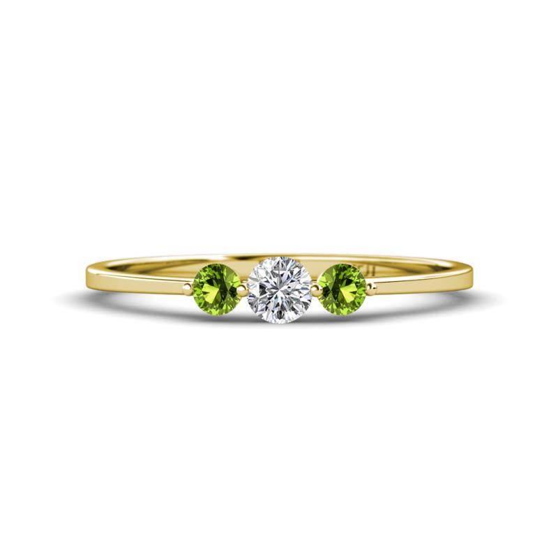 Shirley 4.00 mm Round Lab Grown Diamond and Peridot Three Stone Engagement Ring 