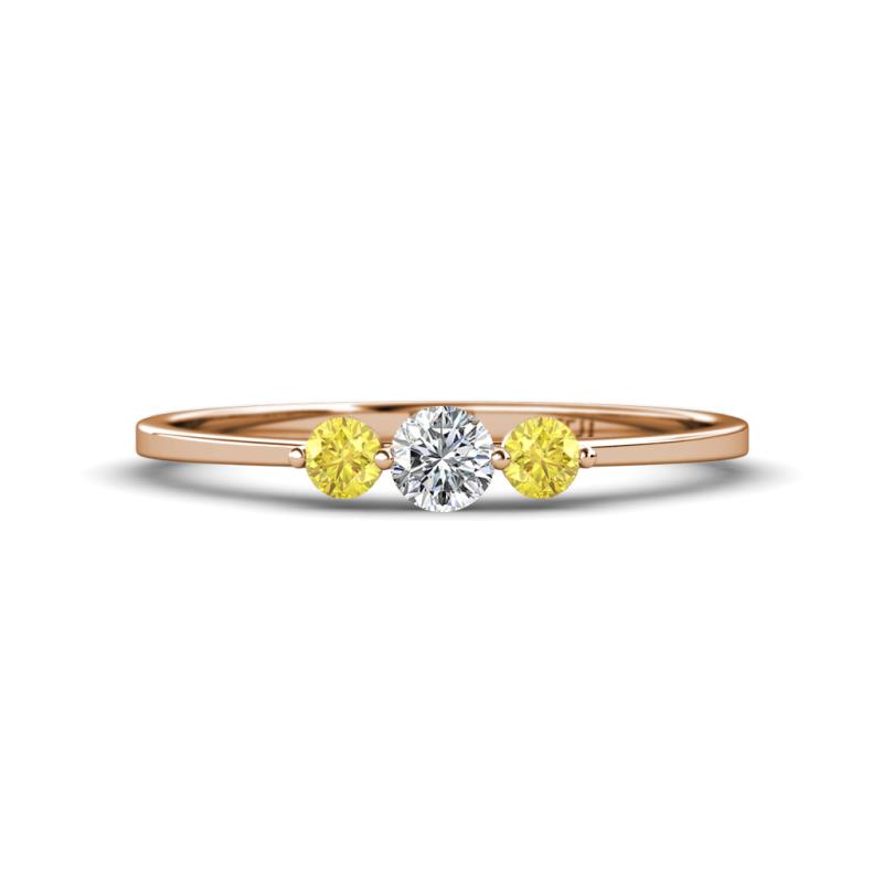 Shirley 4.00 mm Round Lab Grown Diamond and Yellow Sapphire Three Stone Engagement Ring 