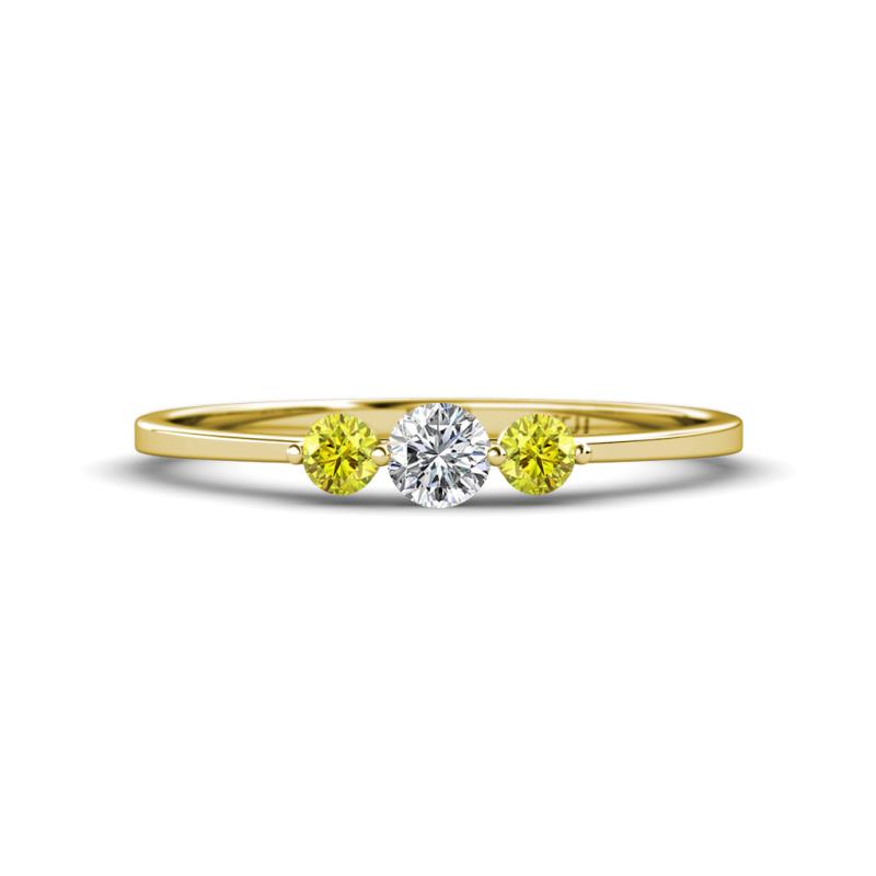 Shirley 4.00 mm Round Yellow and White Yellow Diamond Three Stone Engagement Ring 
