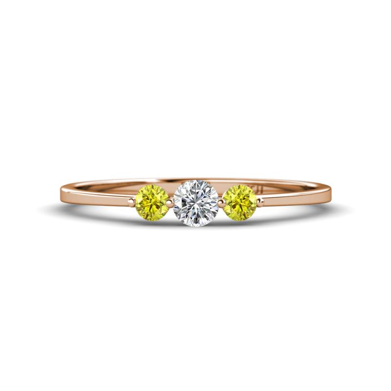 Shirley 4.00 mm Round Yellow and White Yellow Diamond Three Stone Engagement Ring 