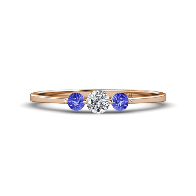 Shirley 4.00 mm Round Lab Grown Diamond and Tanzanite Three Stone Engagement Ring 