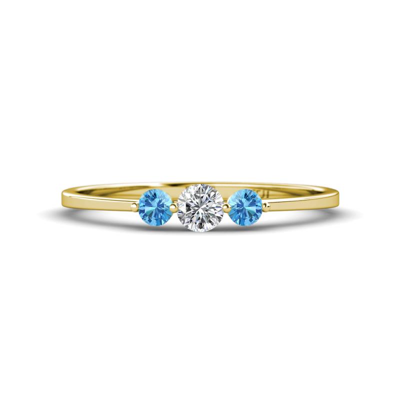 Shirley 4.00 mm Round Lab Grown Diamond and Blue Topaz Three Stone Engagement Ring 