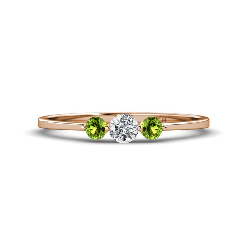 Shirley 4.00 mm Round Lab Grown Diamond and Peridot Three Stone Engagement Ring 