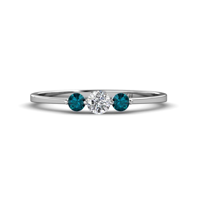 Shirley 4.00 mm Round Lab Grown Diamond and London Blue Topaz Three Stone Engagement Ring 
