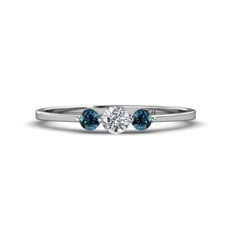 Shirley 4.00 mm Round Blue and White Blue Diamond Three Stone Engagement Ring 