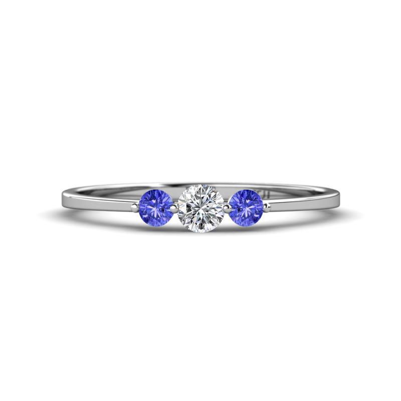 Shirley 4.00 mm Round Lab Grown Diamond and Tanzanite Three Stone Engagement Ring 