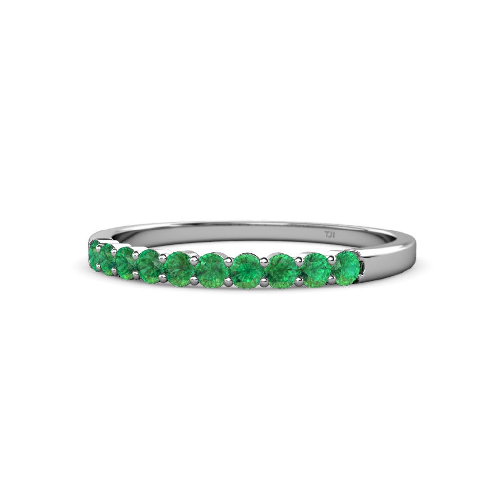 Clara 2.40 mm Emerald 10 Stone Wedding Band 