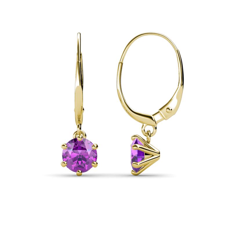 Calla Amethyst (5mm) Solitaire Dangling Earrings 