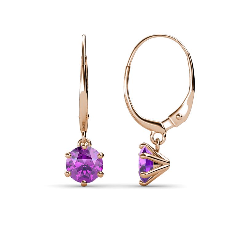 Calla Amethyst (5mm) Solitaire Dangling Earrings 