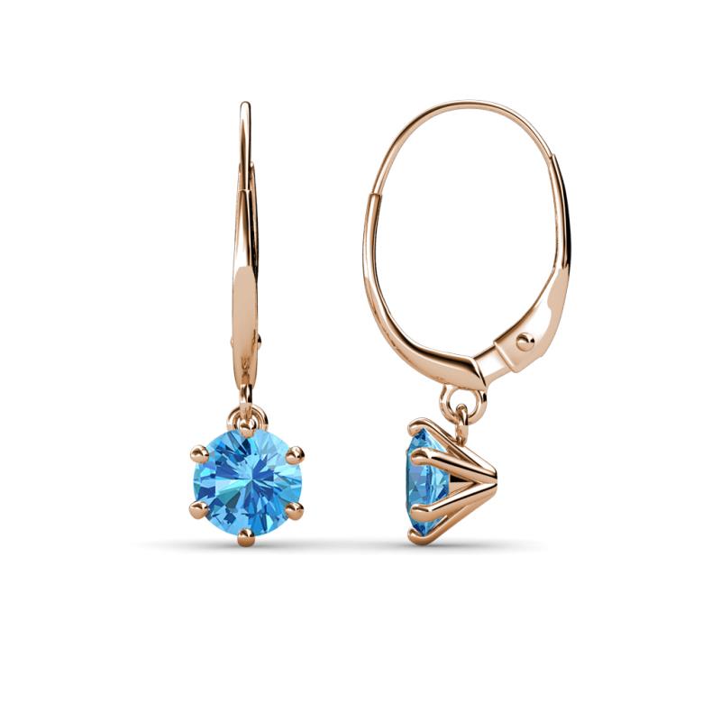 Calla Blue Topaz (5mm) Solitaire Dangling Earrings 