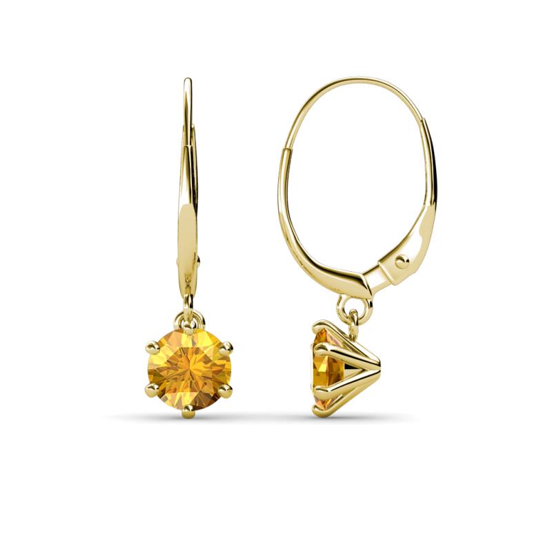 Calla Citrine (5mm) Solitaire Dangling Earrings 