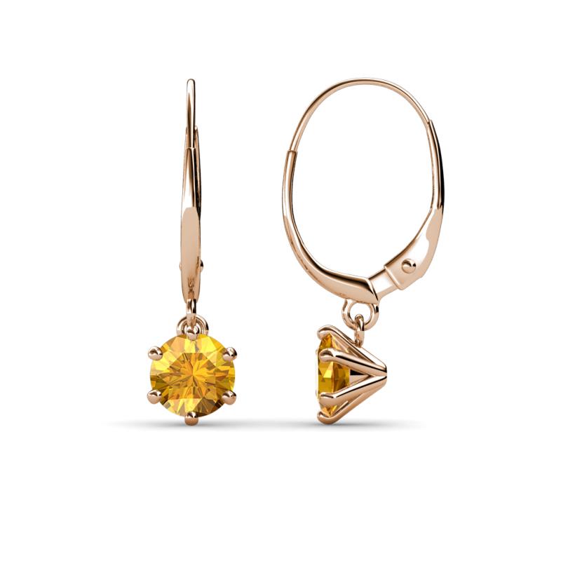 Calla Citrine (5mm) Solitaire Dangling Earrings 