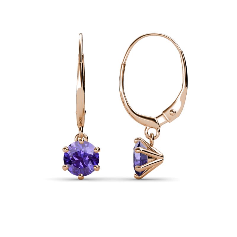 Calla Iolite (5mm) Solitaire Dangling Earrings 
