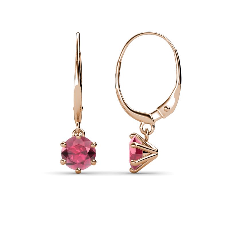 Calla Rhodolite Garnet (5mm) Solitaire Dangling Earrings 