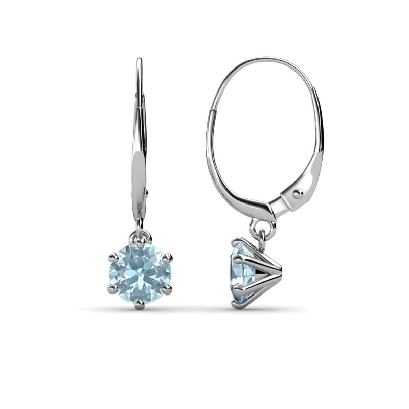 Calla Aquamarine (5mm) Solitaire Dangling Earrings 