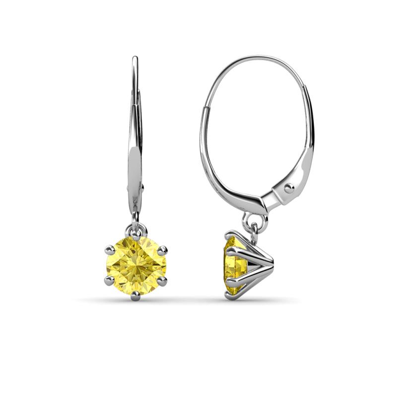 Calla Lab Created Yellow Sapphire (5mm) Solitaire Dangling Earrings 