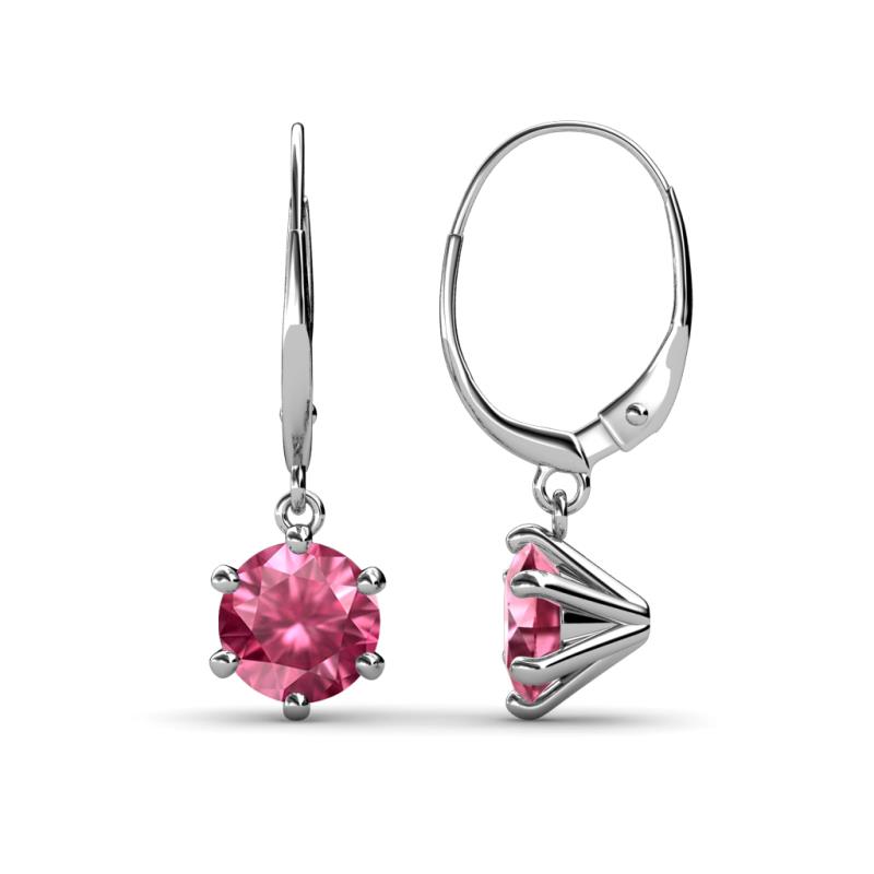 Calla Pink Tourmaline (6.5mm) Solitaire Dangling Earrings 