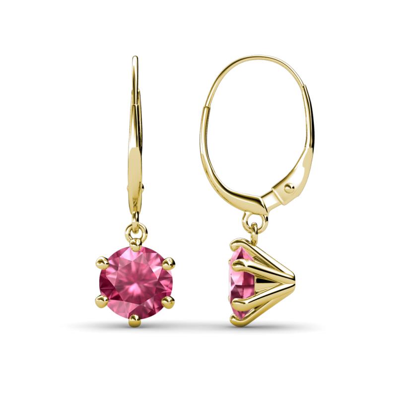 Calla Pink Tourmaline (6.5mm) Solitaire Dangling Earrings 