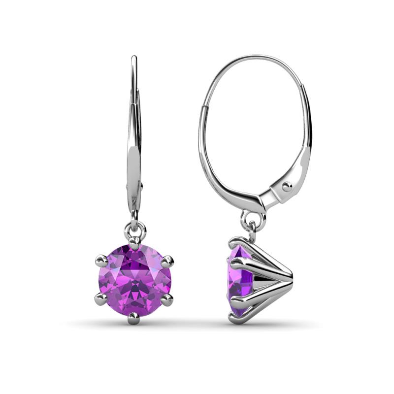 Calla Amethyst (6.5mm) Solitaire Dangling Earrings 