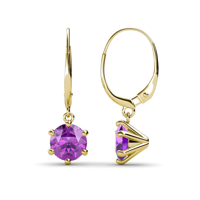 Calla Amethyst (6.5mm) Solitaire Dangling Earrings 