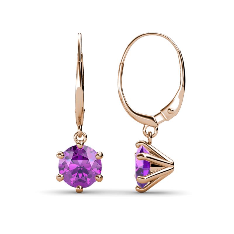 Calla Amethyst (6.5mm) Solitaire Dangling Earrings 