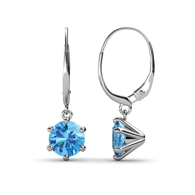 Calla Blue Topaz (6.5mm) Solitaire Dangling Earrings 