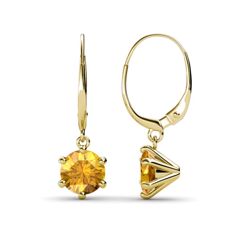 Calla Citrine (6.5mm) Solitaire Dangling Earrings 