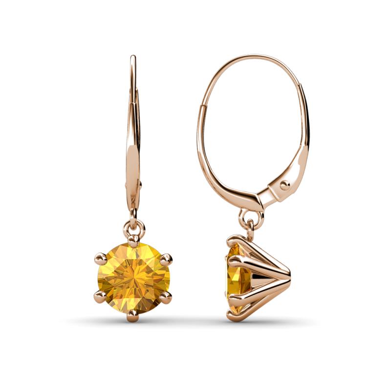 Calla Citrine (6.5mm) Solitaire Dangling Earrings 