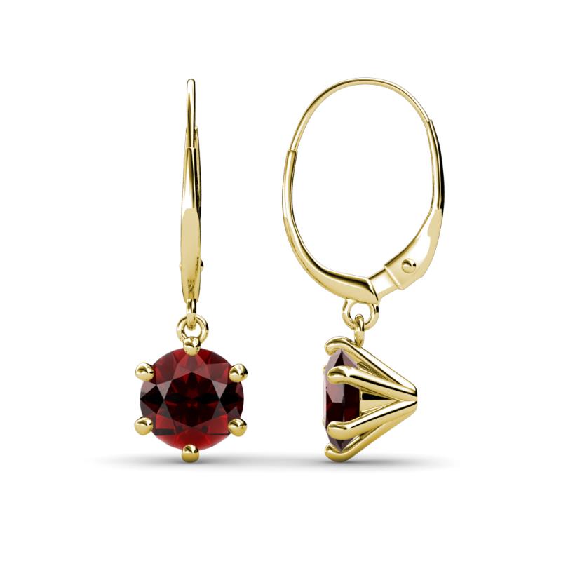 Calla Red Garnet (6.5mm) Solitaire Dangling Earrings 