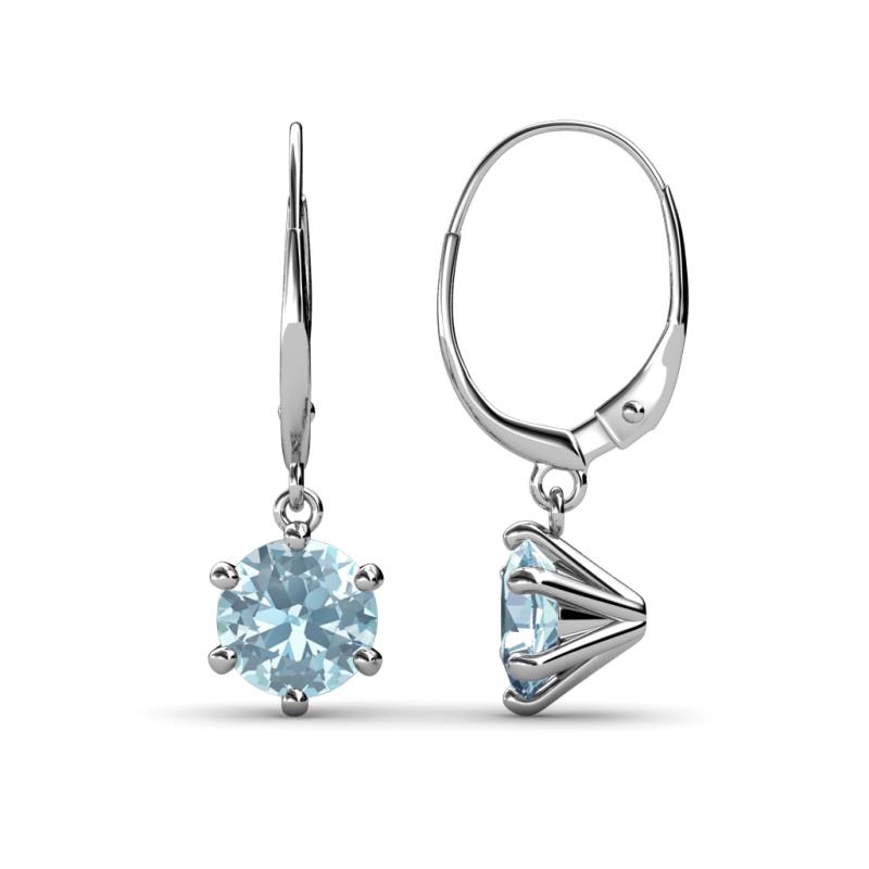 Calla Aquamarine (6.5mm) Solitaire Dangling Earrings 