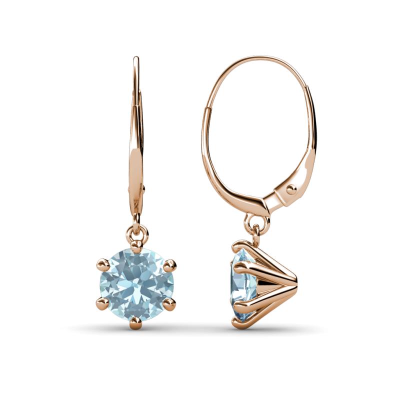 Calla Aquamarine (6.5mm) Solitaire Dangling Earrings 