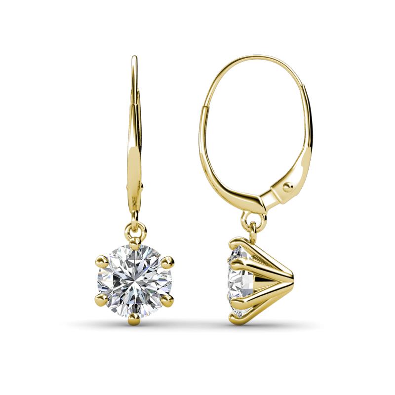 Calla Forever Brilliant Moissanite (6.5mm) Solitaire Dangling Earrings 