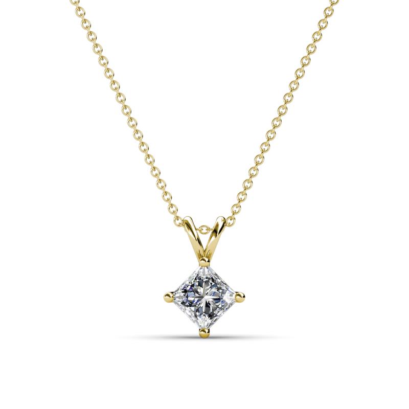 Jassiel 5.00 mm Princess Cut Forever Brilliant Moissanite Double Bail Solitaire Pendant Necklace 
