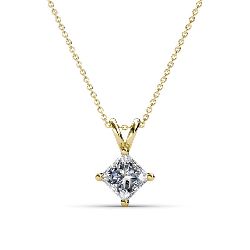 Jassiel 6.00 mm Princess Cut Forever Brilliant Moissanite Double Bail Solitaire Pendant Necklace 