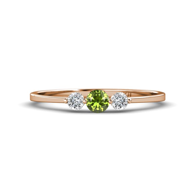 Shirley 4.00 mm Round Peridot and Lab Grown Diamond Three Stone Engagement Ring 